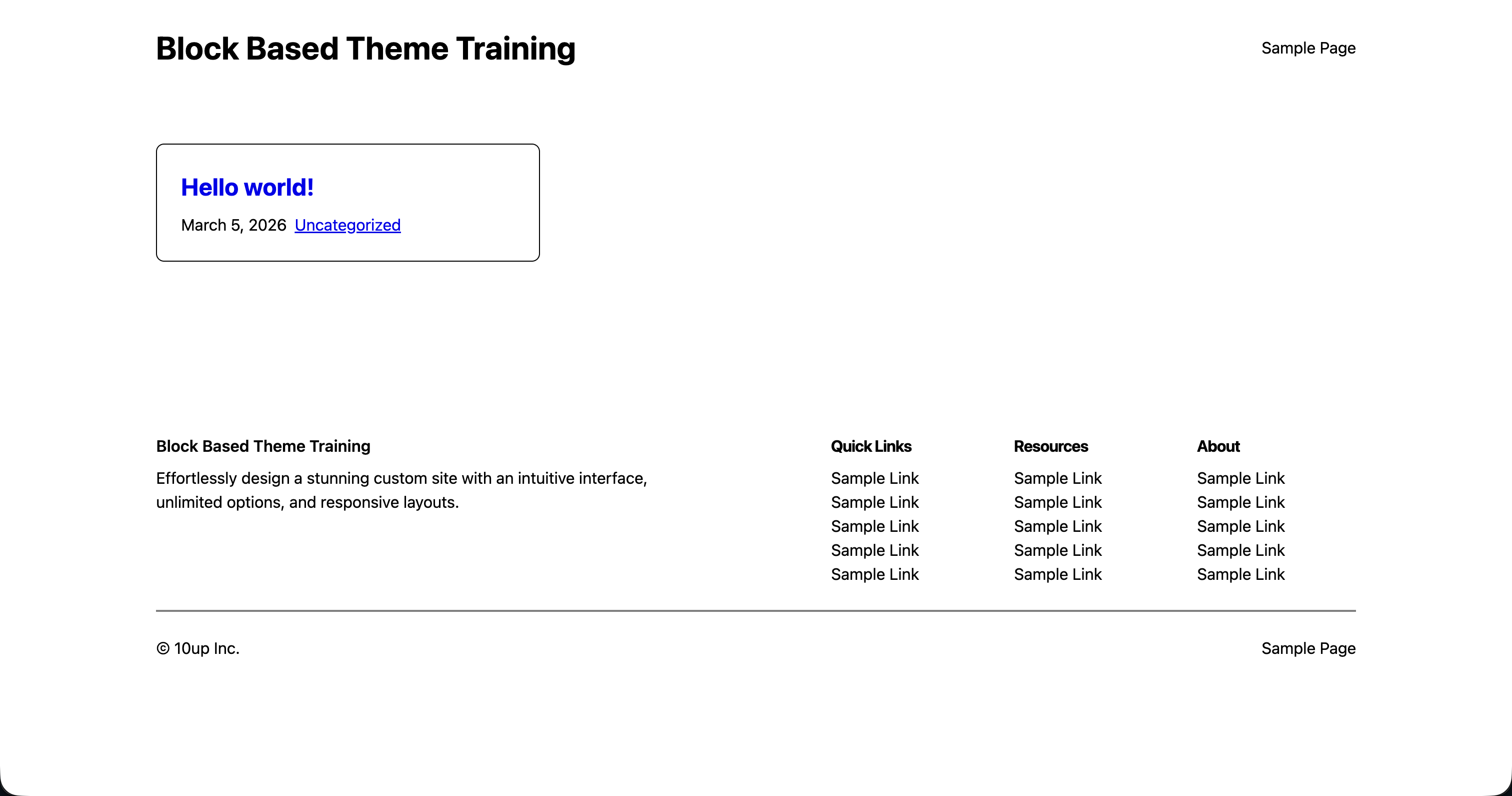 The 10up Block Theme added to a new LocalWP site