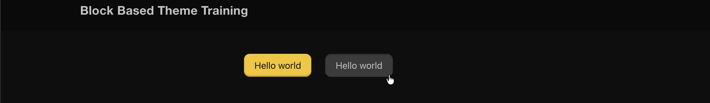 Screenshot of Buttons on the frontend with default and Secondary styles applied